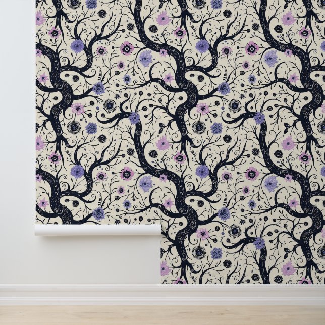 Gotische Floral Art Pattern Behang (Applicatie)