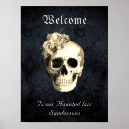 Gotische Floral Skull Rozen gepersonaliseerd Hallo Poster