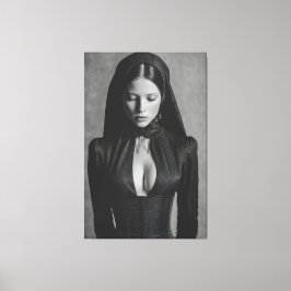 Gotische Fluwelen Gekapte Portret Canvas Afdruk