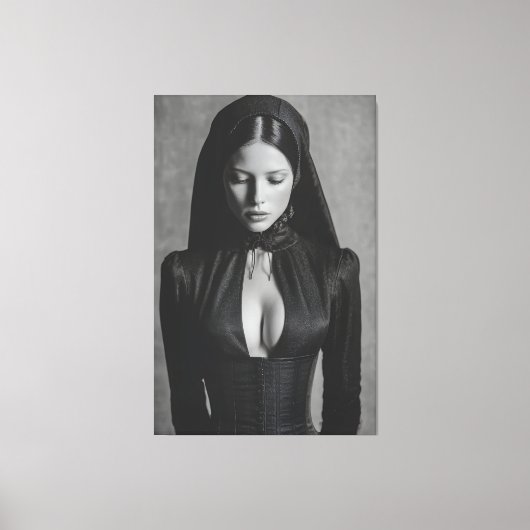 Gotische Fluwelen Gekapte Portret Canvas Afdruk (Voorkant)