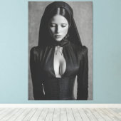 Gotische Fluwelen Gekapte Portret Canvas Afdruk (Insitu (Houten vloer))