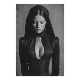 Gotische Fluwelen Kap Mantel Gesloten Ogen Perfect Poster