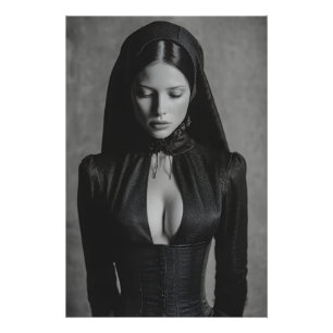 Gotische Fluwelen Kap Mantel Gesloten Ogen Perfect Poster