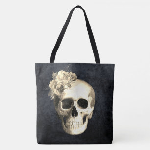 Gotische Galm Bloemen Schedel Tote Bag
