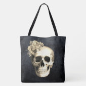 Gotische Galm Bloemen Schedel Tote Bag (Achterkant)