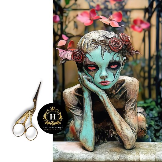 Gotische Gargoyle met Roos Hoofdstuk Decoupage Tissuepapier