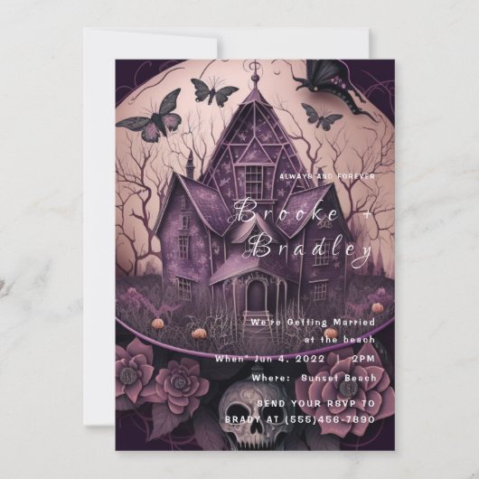 Gotische Gehaunted Mansion Bruiloft Kaart (Voorkant)