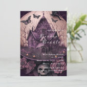 Gotische Gehaunted Mansion Bruiloft Kaart (Staand voorkant)