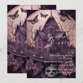 Gotische Gehaunted Mansion Bruiloft Kaart (Voorkant / Achterkant)