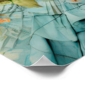 Gotische geïnspireerde blauwe jurk perzik bloemen  poster (Hoek)