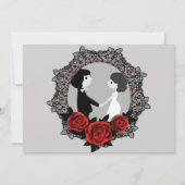 Gotische Gejewelde Rozen Kant Cameo RSVP Kaart (Achterkant)