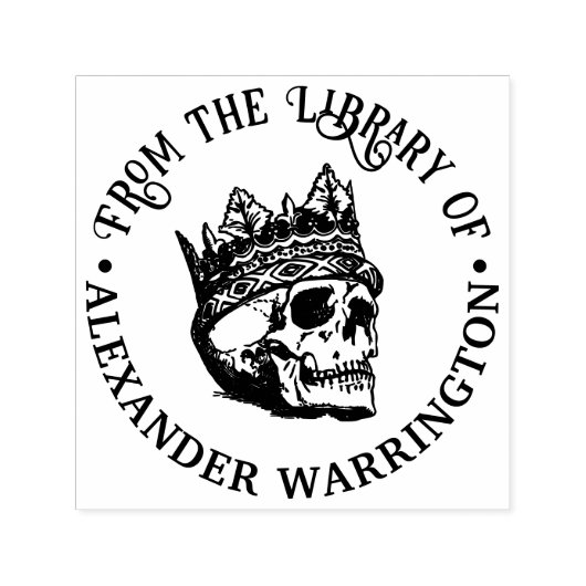 Gotische Gekroonde Menselijke Schedel Bibliotheek  Zelfinktende Stempel (Design)