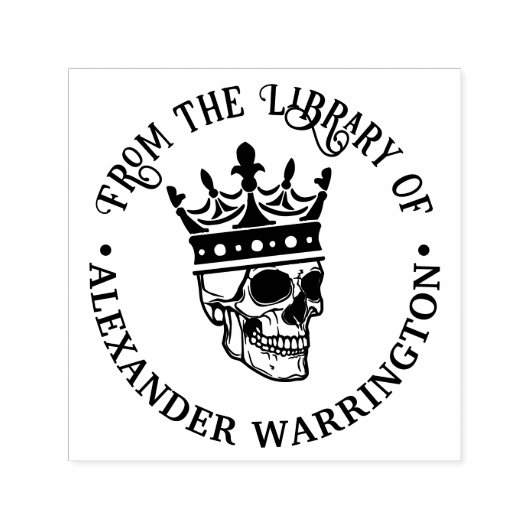 Gotische gekroonde schedel #3 Ronde bibliotheekboe Zelfinktende Stempel (Design)