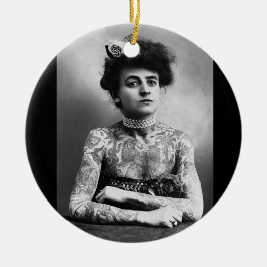 Gotische Getatoe?ërde Dame en het StammenOrnament Keramisch Ornament (Voorkant)