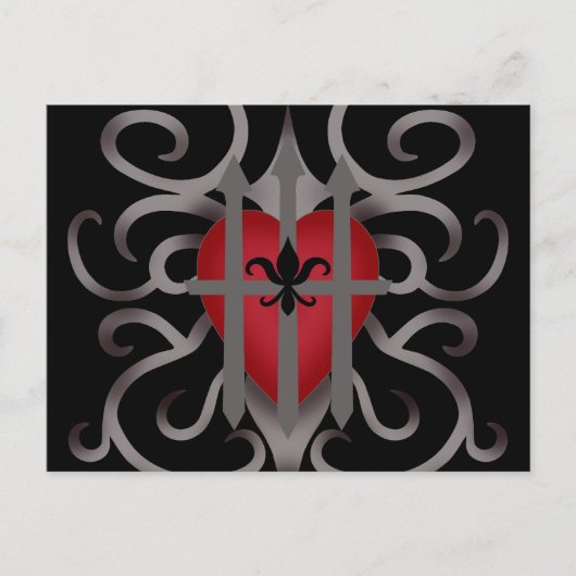 Gotische gevangengenomen hartValentijnsdag Feestdagenkaart (Voorkant)