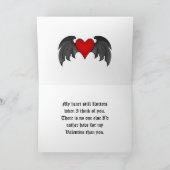 Gotische gevleugelde hart romantische Valentijnsda Feestdagen Kaart (Binnen)