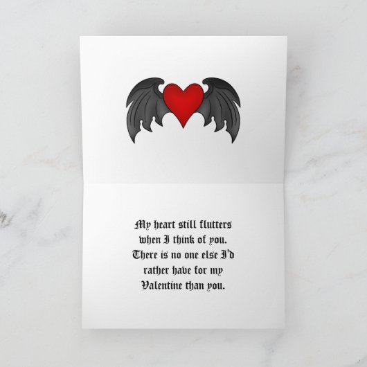 Gotische gevleugelde hart romantische Valentijnsda Feestdagen Kaart (Binnen)