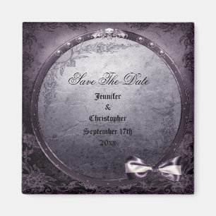 Gotische gevleugelde schedel Paarse Save the Date  Magneet