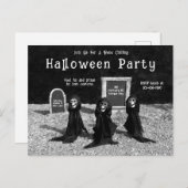 Gotische Ghouls op begraafplaats Halloween Party Uitnodiging Briefkaart (Voorkant / Achterkant)
