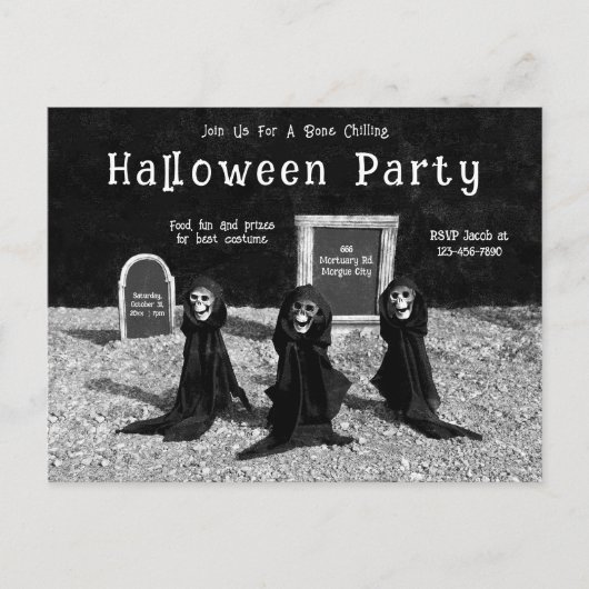 Gotische Ghouls op begraafplaats Halloween Party Uitnodiging Briefkaart (Voorkant)