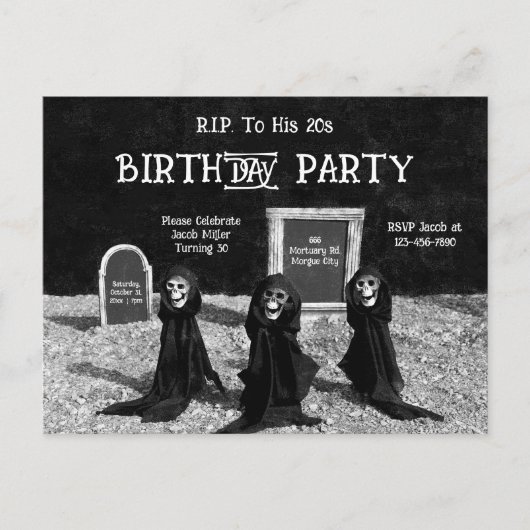 Gotische Ghouls op begraafplaats RIP naar zijn 20s Uitnodiging Briefkaart (Voorkant)