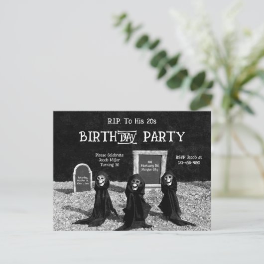Gotische Ghouls op begraafplaats RIP naar zijn 20s Uitnodiging Briefkaart (Staand voorkant)