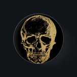 Gotische Glam | BUTTON | Gouden schedel<br><div class="desc">De finishing touch aan uw Lord of the Manor,  Dracula vampier,  Jeckyll & Hyde stoom punk kostuum/cosplay.</div>