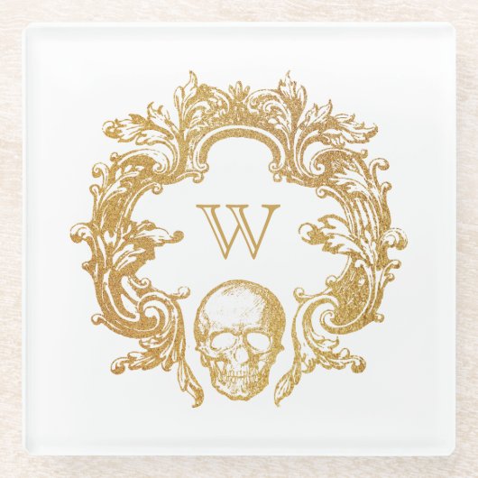 Gotische Glam | Glazen Onderzetters | Wit (Voorkant)