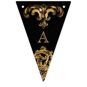 Gotische Glam Monogram Bunting Flags Zwart Vlaggetjes