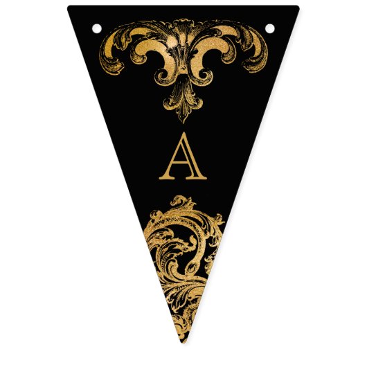 Gotische Glam | Monogram Bunting Flags | Zwart Vlaggetjes (Elfde vlag)
