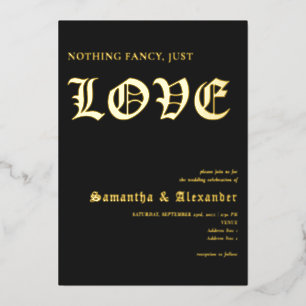 Gotische Glam Niets Fancy Gewoon Liefde Zwart Brui Folie Uitnodiging