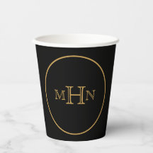 Gotische Glam | Papieren beker | Monogram | Zwart