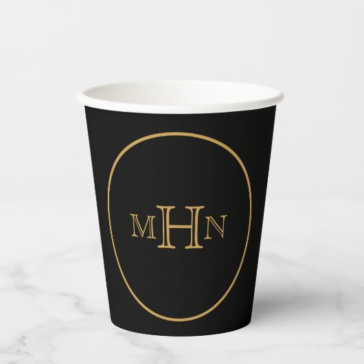 Gotische Glam | Papieren beker | Monogram | Zwart (Voorkant)