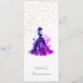 Gotische Glam Quince paarse programma Quinceañera Programmakaart (Achterkant)