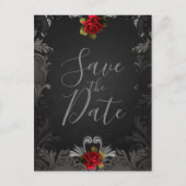 Gotische Glamour Red Rose Sierlijke Save the Date Aankondigingskaart (Voorkant)