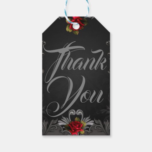 Gotische Glamour Rode Roos Zwarte Sierglam Cadeaulabel (Voorkant)