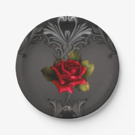 Gotische Glamour Rode Roos Zwarte Sierglam Papieren Bordje