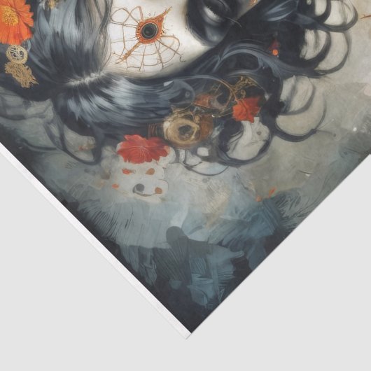 Gotische Godin Santa Muerte - Decoupage - Tissuepapier (Detail)