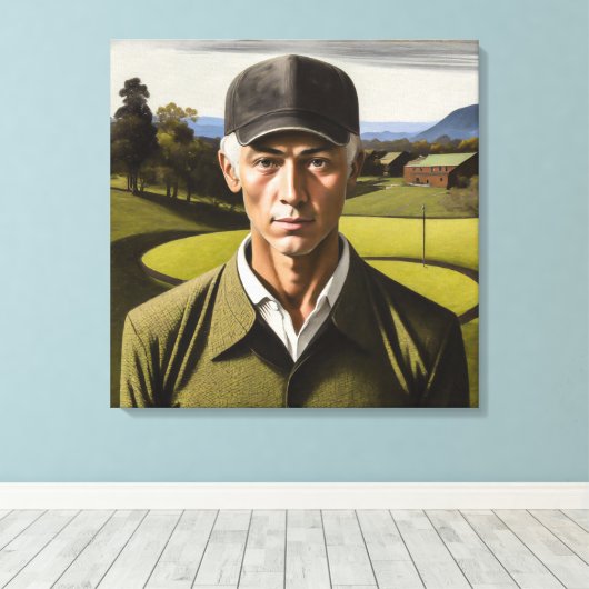 Gotische Golfer Portret - Stretched Canvas Print (Insitu (Houten vloer))