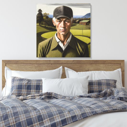 Gotische Golfer Portret - Stretched Canvas Print (Insitu (Slaapkamer))