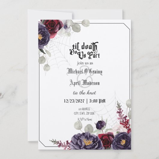 Gotische Gothic Dark bruiloft uitnodiging (Voorkant)