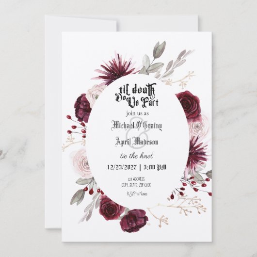 Gotische Gothic Dark bruiloft uitnodiging (Voorkant)