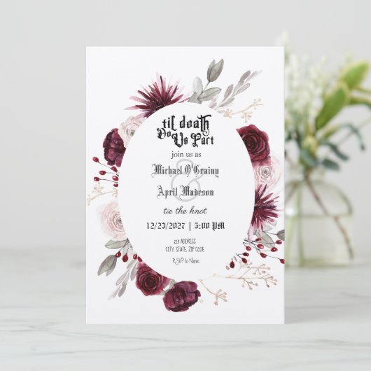 Gotische Gothic Dark bruiloft uitnodiging (Staand voorkant)