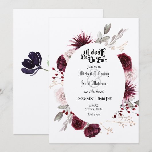 Gotische Gothic Dark bruiloft uitnodiging (Voorkant / Achterkant)