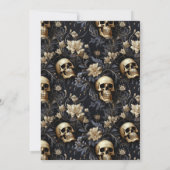 Gotische gouden bloemschedels Moody Vrijgezellenfe Kaart (Achterkant)