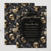 Gotische gouden bloemschedels Moody Vrijgezellenfe Kaart (Voorkant / Achterkant)