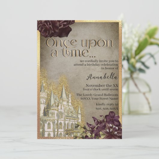 Gotische gouden kasteel sprookje thema kaart (Staand voorkant)