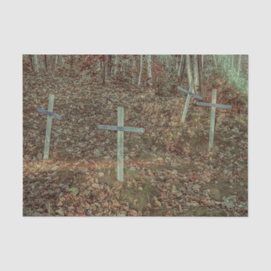 Gotische grafkruizen bruine herfstbladeren tissuepapier (Voorkant)