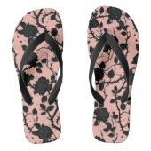 Gotische grafrozen roze & zwart teenslippers (Voetbed)