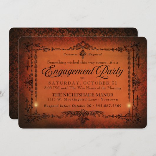 Gotische Grens Halloween Feestje Kaart (Voorkant / Achterkant)